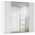 DREHTÜRENSCHRANK 251/223/61 cm,  in Weiß, Weiß Hochglanz, 5-türig  - Chromfarben/Edelstahlfarben, Basics, Glas/Holzwerkstoff (251/223/61cm) - Novel