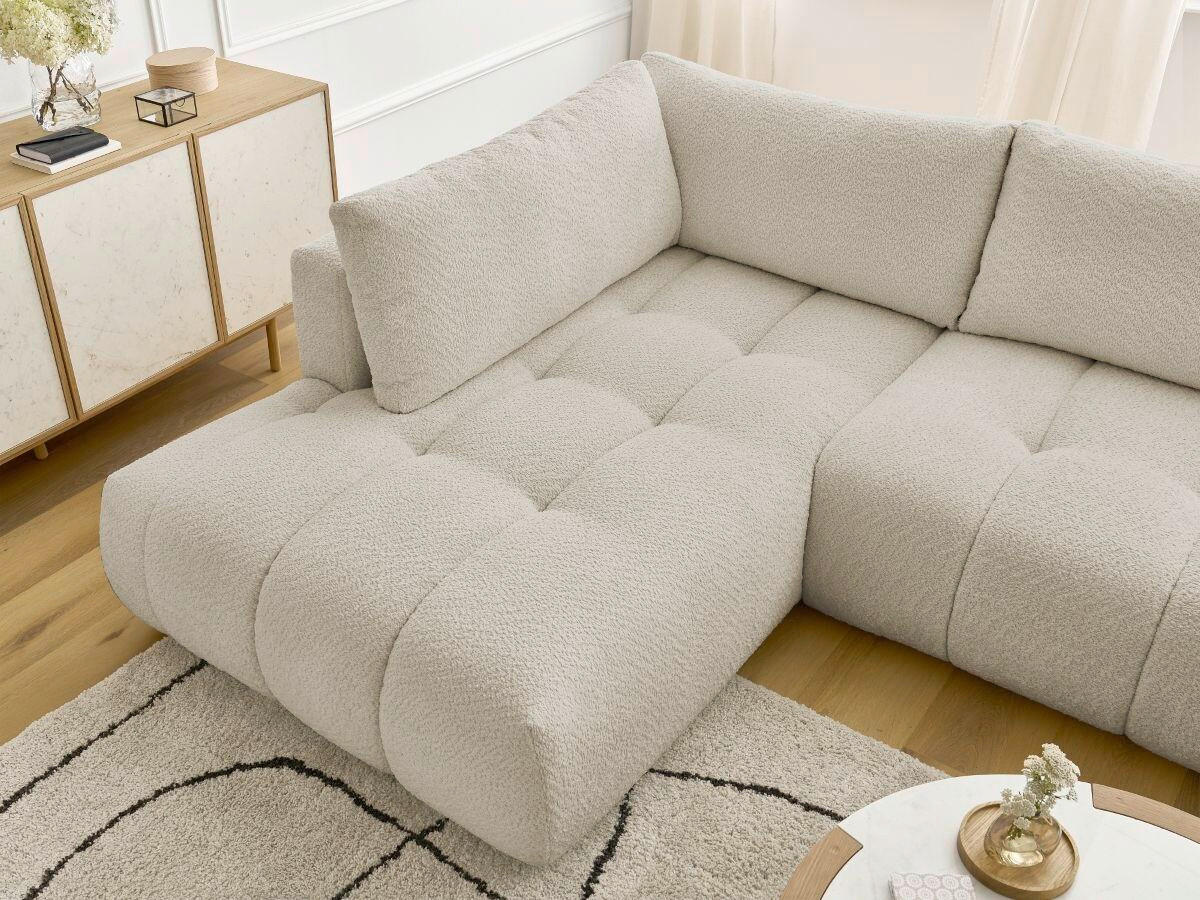 WOHNLANDSCHAFT  FUJI  Beige Bouclé  - Beige/Schwarz, MODERN, Kunststoff/Textil (204/377/160cm)