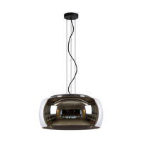 PENDELLEUCHTE 50/50/158 cm    - Schwarz, Trend, Glas (50/50/158cm) - Lucide