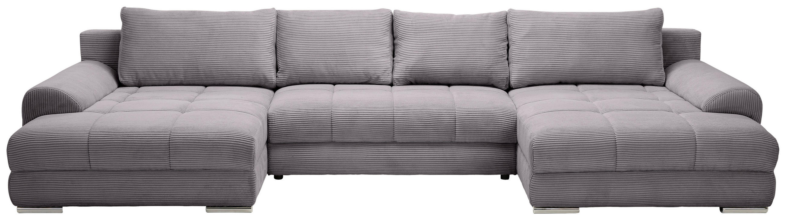 WOHNLANDSCHAFT Graphitfarben Cord  - Chromfarben/Graphitfarben, KONVENTIONELL, Kunststoff/Textil (180/376/180cm) - Carryhome