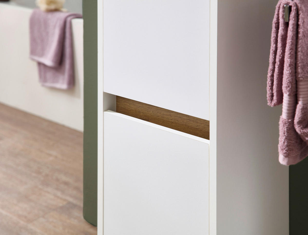 MIDISCHRANK 32,6/125,1/32,2 cm  - Eichefarben/Weiß, KONVENTIONELL, Holzwerkstoff (32,6/125,1/32,2cm) - Xora
