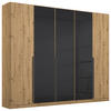 DREHTÜRENSCHRANK in Anthrazit, Eiche Artisan  - Anthrazit/Eiche Artisan, Modern, Glas/Holzwerkstoff (225/210/54cm) - Rauch Möbel