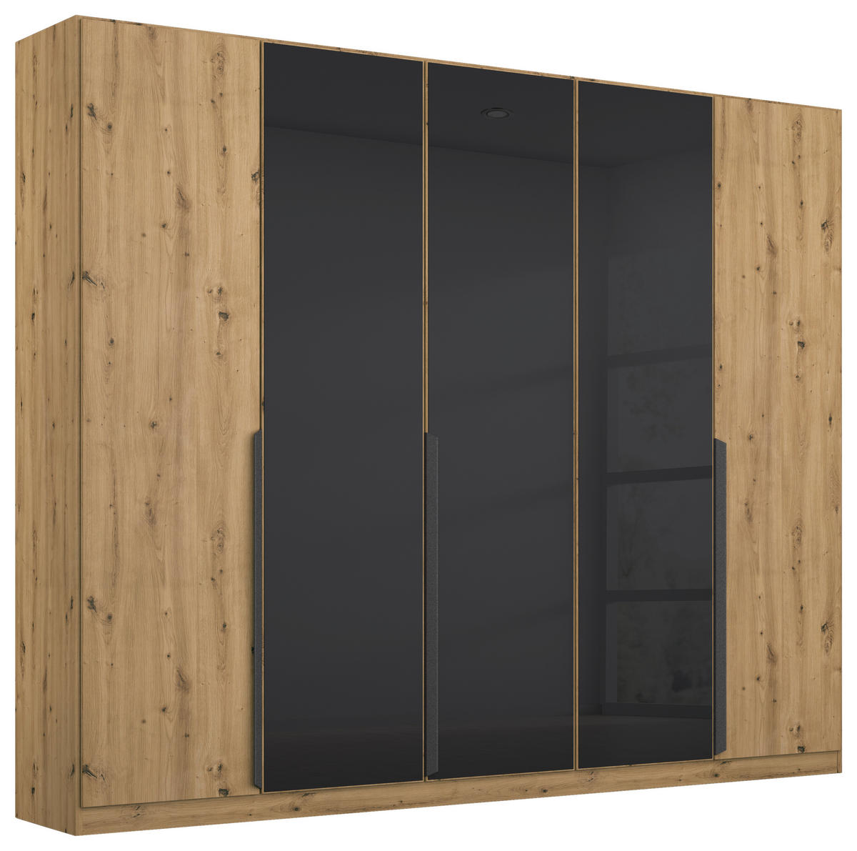 DREHTÜRENSCHRANK in Anthrazit, Eiche Artisan  - Anthrazit/Eiche Artisan, Modern, Glas/Holzwerkstoff (225/210/54cm) - Rauch Möbel