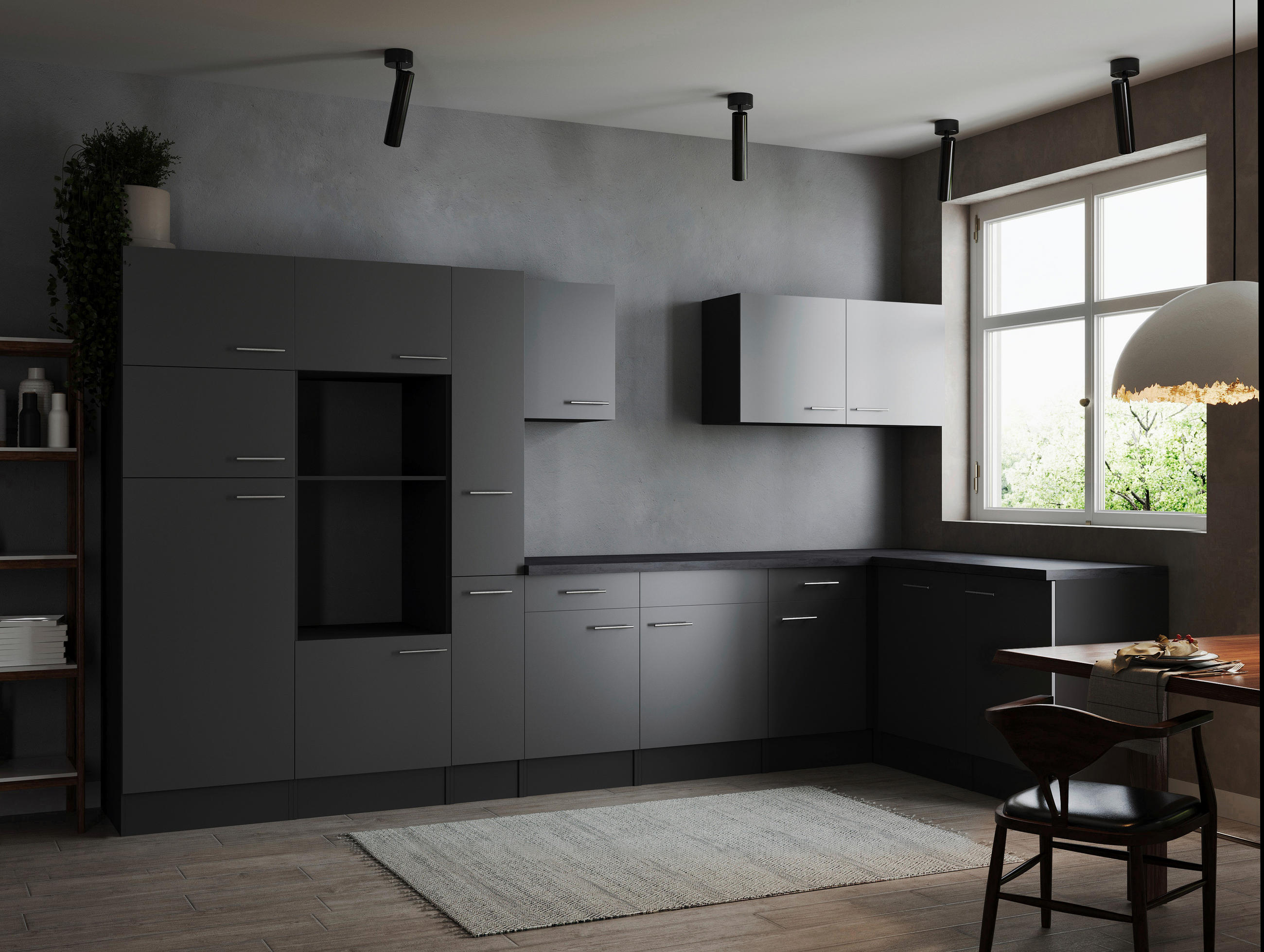HÖRNKÖK 370/172 cm i grå - silver/grå, Design, metall/trämaterial (370/172cm) - Respekta