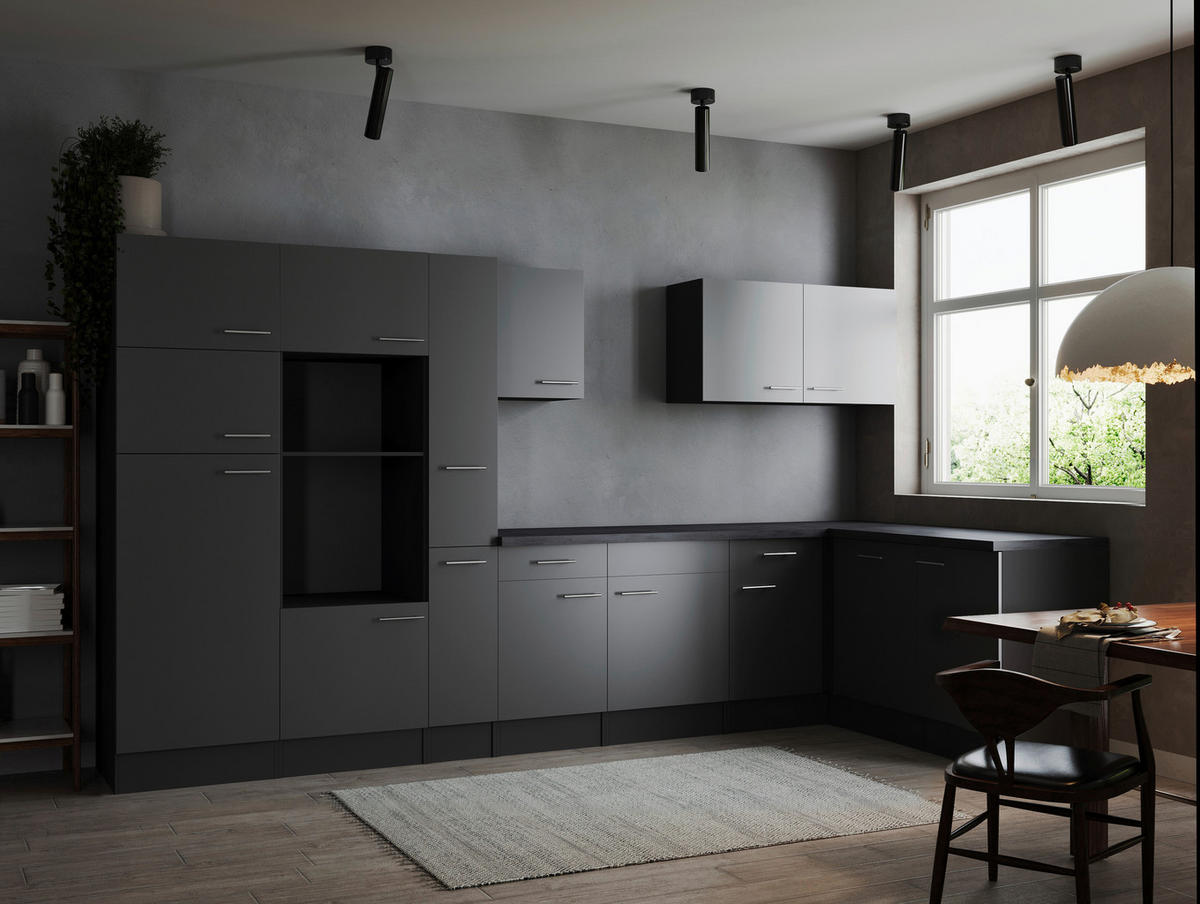 HÖRNKÖK 370/172 cm  i grå  - silver/grå, Design, metall/trämaterial (370/172cm) - Respekta