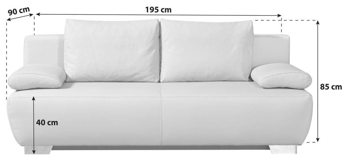 SCHLAFSOFA  in Echtleder Beige  - Chromfarben/Beige, KONVENTIONELL, Leder/Metall (195/85/90cm) - Livetastic