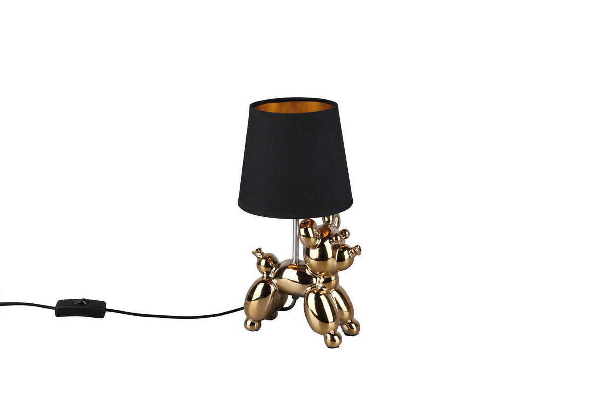 TISCHLEUCHTE - Goldfarben/Schwarz, Lifestyle, Keramik/Textil (17/16/33cm)