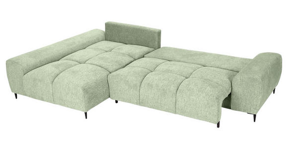 ECKSOFA  in Flachgewebe Hellgrün  - Schwarz/Hellgrün, KONVENTIONELL, Textil/Metall (180/295cm) - Carryhome