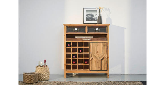 BARSCHRANK Tanne massiv Naturfarben, Schwarz  - Messingfarben/Schwarz, LIFESTYLE, Holz/Keramik (80/93/32cm) - Landscape