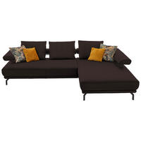 ECKSOFA in Echtleder Dunkelbraun  - Dunkelbraun/Schwarz, Design, Leder/Metall (305/224cm) - Dieter Knoll