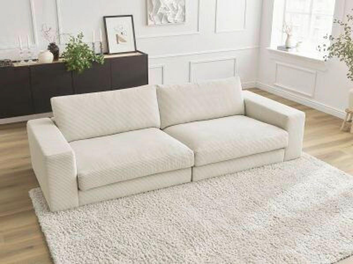 3-SITZER-SOFA LEONARD Cord Beige  - Beige/Schwarz, MODERN, Kunststoff/Textil (274/77/109cm)