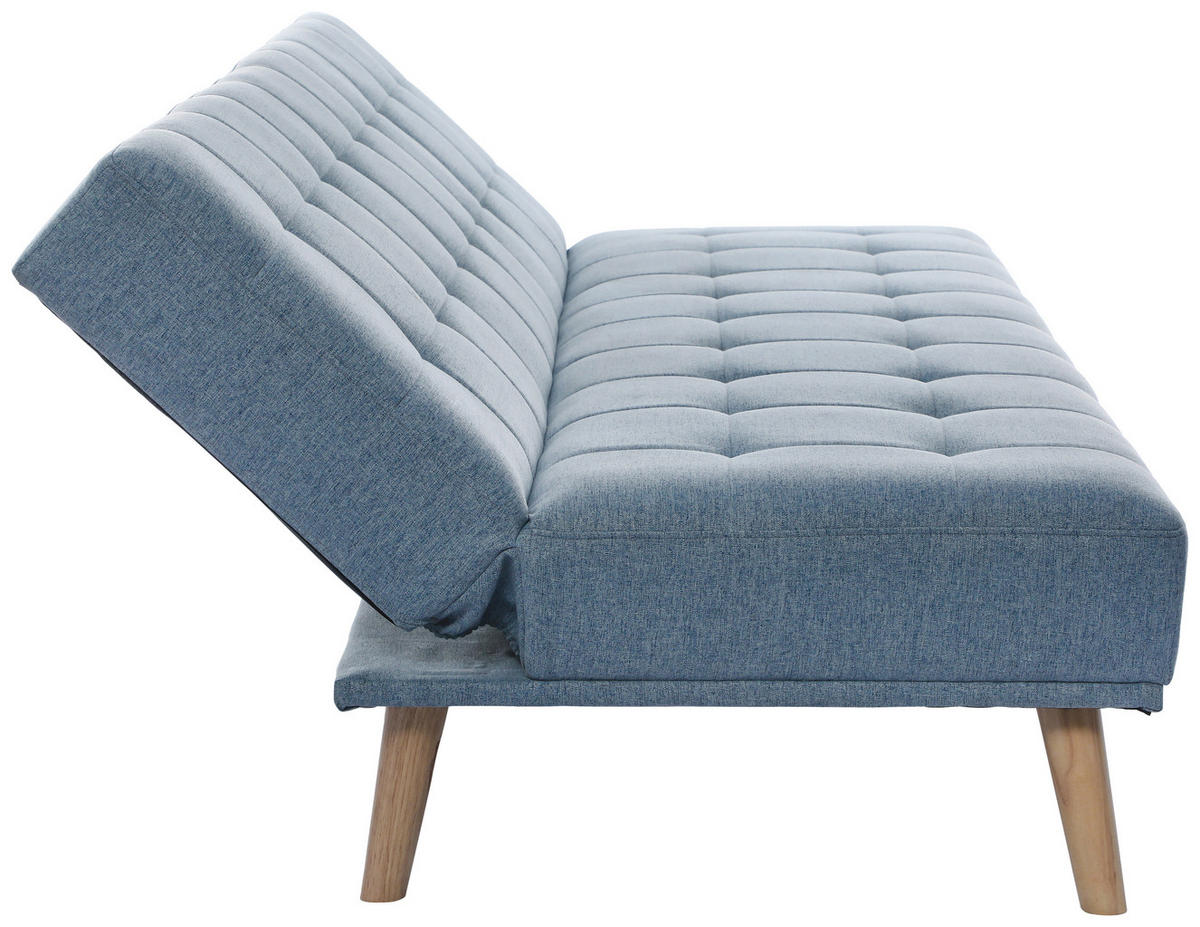 SCHLAFSOFA Leinenoptik Hellblau  - Schwarz/Naturfarben, Design, Holz/Kunststoff (179/81/85cm) - P & B