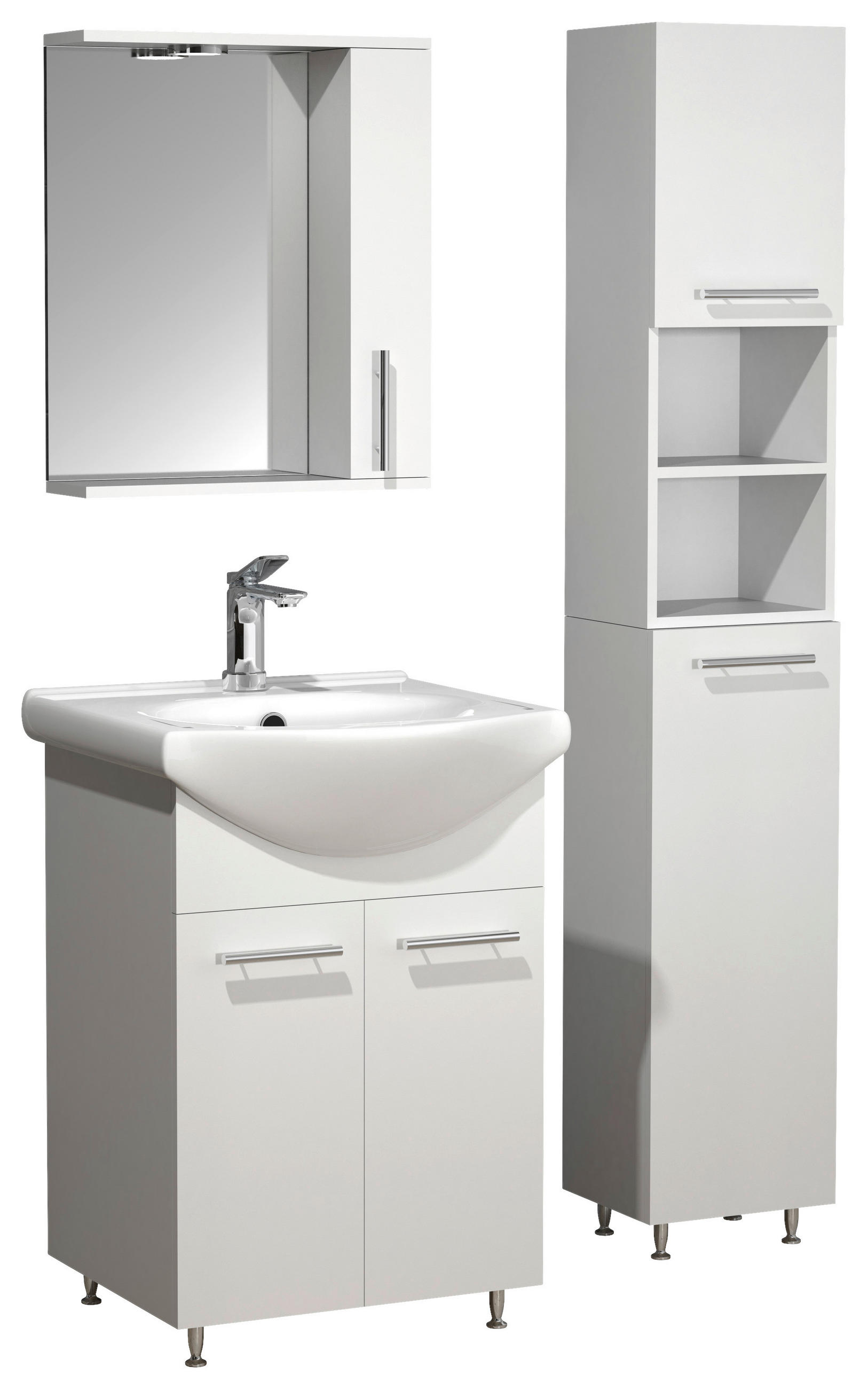 BADEZIMMER 4-teilig  in 80 cm  - Silberfarben/Weiß, MODERN, Glas/Keramik (80cm) - MID.YOU