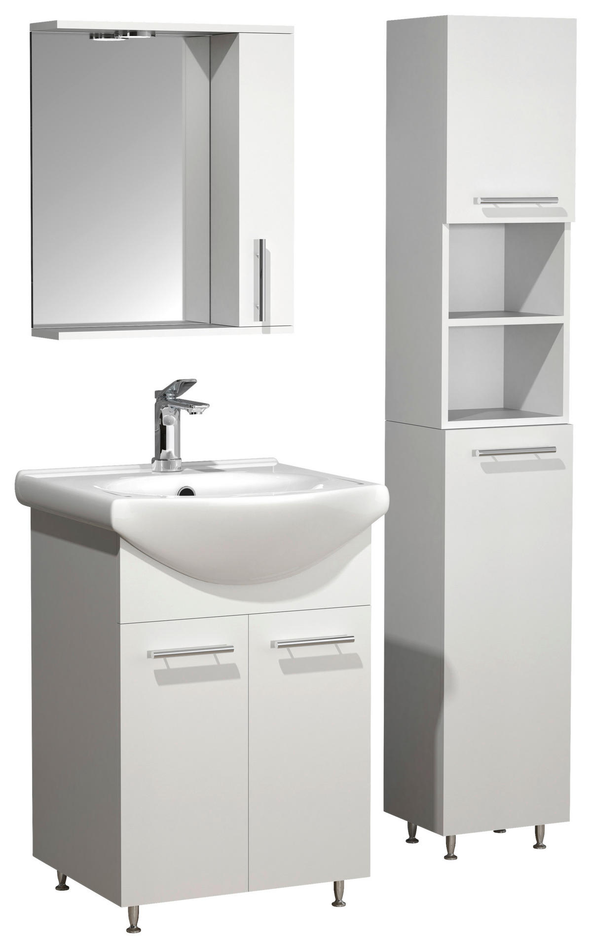 BADRUM 80 cm  - vit/silver, Modern, trämaterial/glas (80cm) - MID.YOU