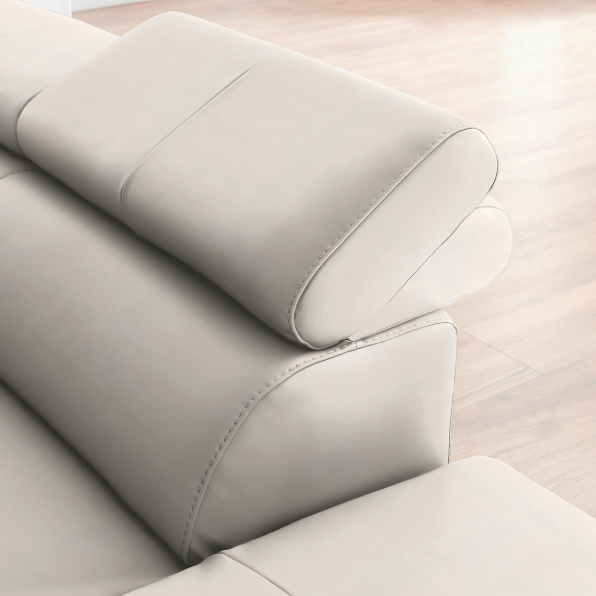 ECKSOFA in Lederlook Kombination Echtleder/Lederlook Ecru  - Ecru/Schwarz, Design, Leder/Textil (256/220cm) - Celina Home