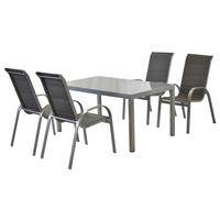 GARTENSET 5-teilig  - Anthrazit/Silberfarben, MODERN, Textil/Metall - Gardenson