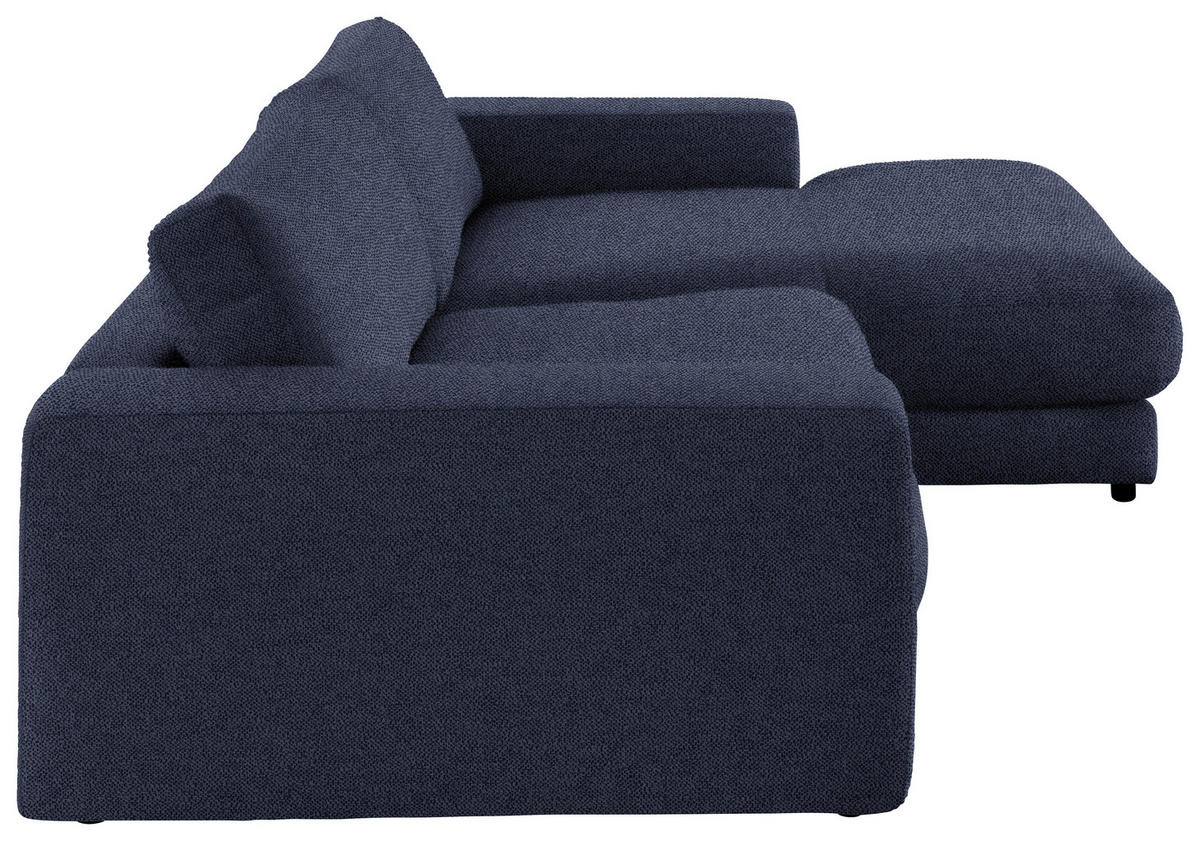 ECKSOFA in Flachgewebe Dunkelblau  - Schwarz/Dunkelblau, Design, Kunststoff/Textil (270/190cm) - Lomoco