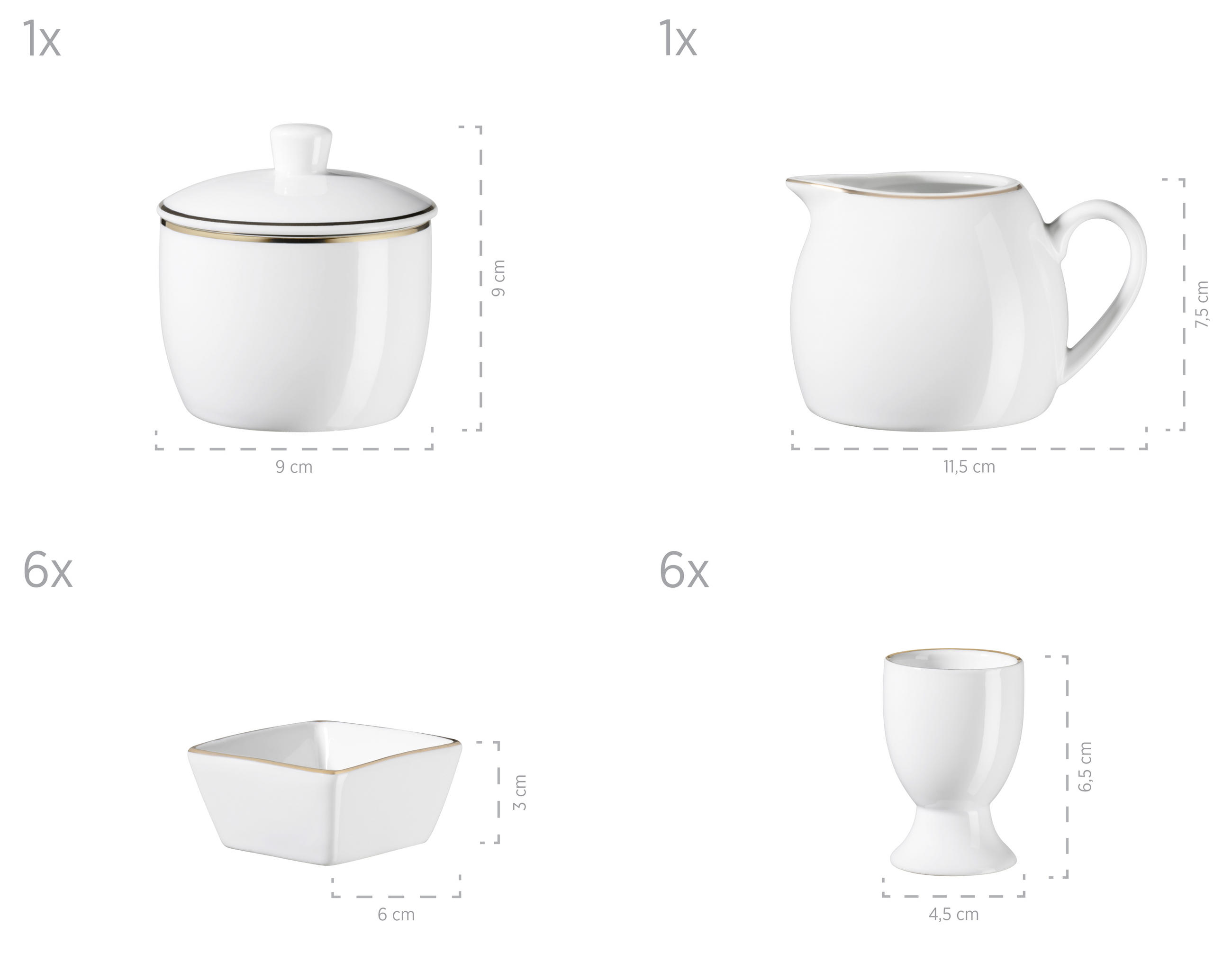 KOMBISERVICE Weiß, Goldfarben 24-teilig Professional Dining  - Goldfarben/Weiß, Basics, Keramik (39/34/28cm) - Mäser