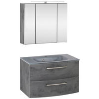 BADEZIMMER  in 80 cm  - Dunkelgrau/Grau, KONVENTIONELL, Glas/Holzwerkstoff (80cm) - Held