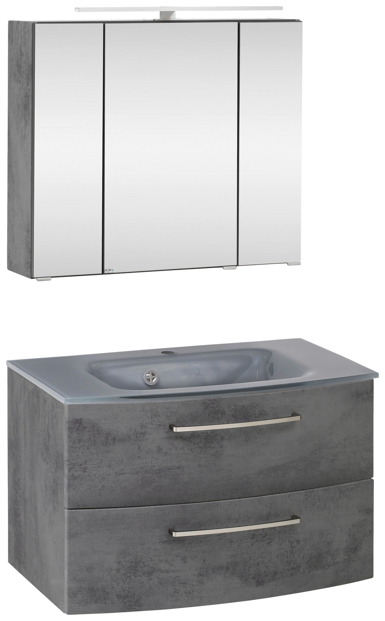 Badmöbel-set 3-tlg. Inkl. Led Stockholm 80cm Grau