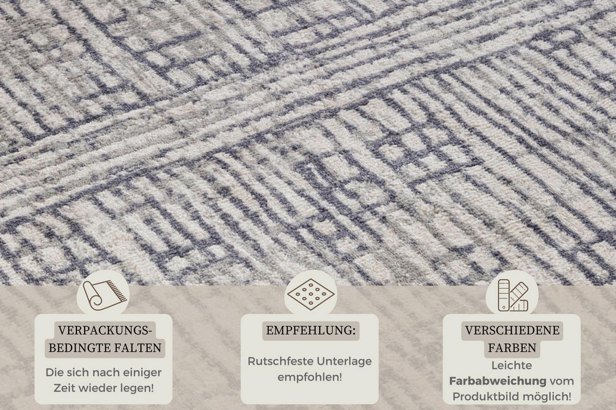 FLACHWEBETEPPICH 160/235 cm Terrain Creme, Grau  - Creme/Grau, Design, Kunststoff/Textil (160/235cm)