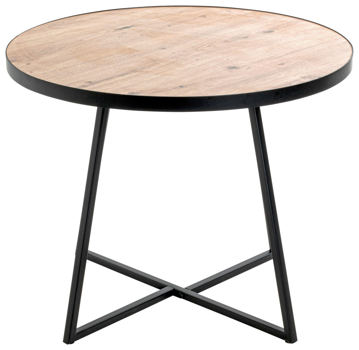 BEISTELLTISCH 60/60/48 cm Schwarz, Eichefarben rund  - Eichefarben/Schwarz, Design, Holzwerkstoff/Metall (60/60/48cm)