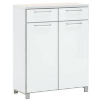 SCHUHSCHRANK Weiß  - Chromfarben/Alufarben, Design, Glas/Holz (84/108/37cm)