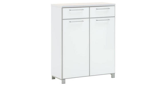 SCHUHSCHRANK Santina in 84/108/37 cm - Chromfarben/Alufarben, Design, Glas/Holz (84/108/37cm) - Novel