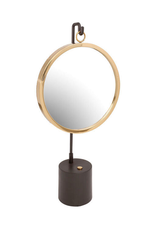 SCHMINKSPIEGEL  - Goldfarben/Schwarz, Design, Glas/Metall (30/65/13cm) - Kayoom
