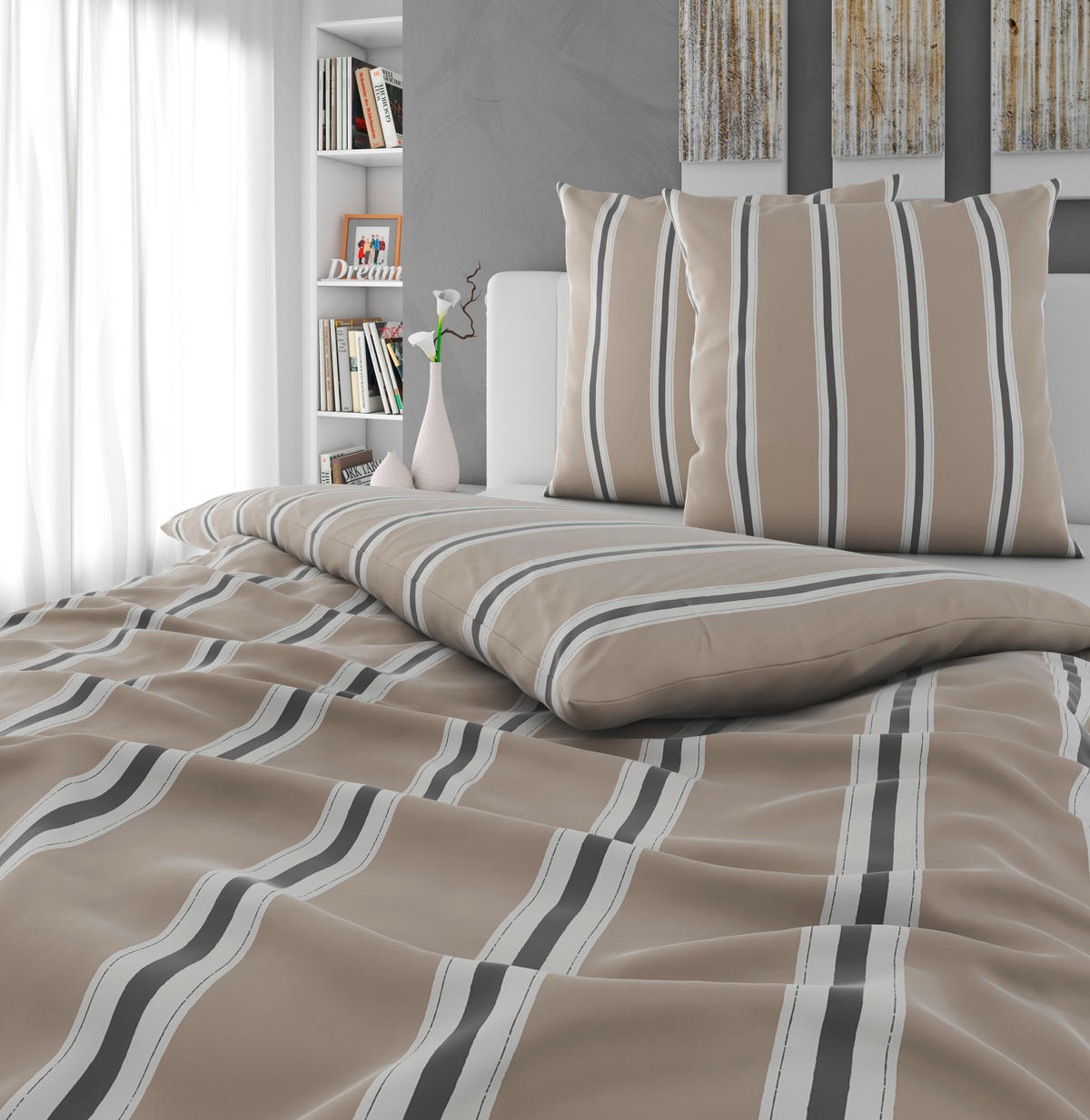 BETTWÄSCHE 3-teilig Satin 200/200 cm  - Beige, Textil (200/200cm) - Novel