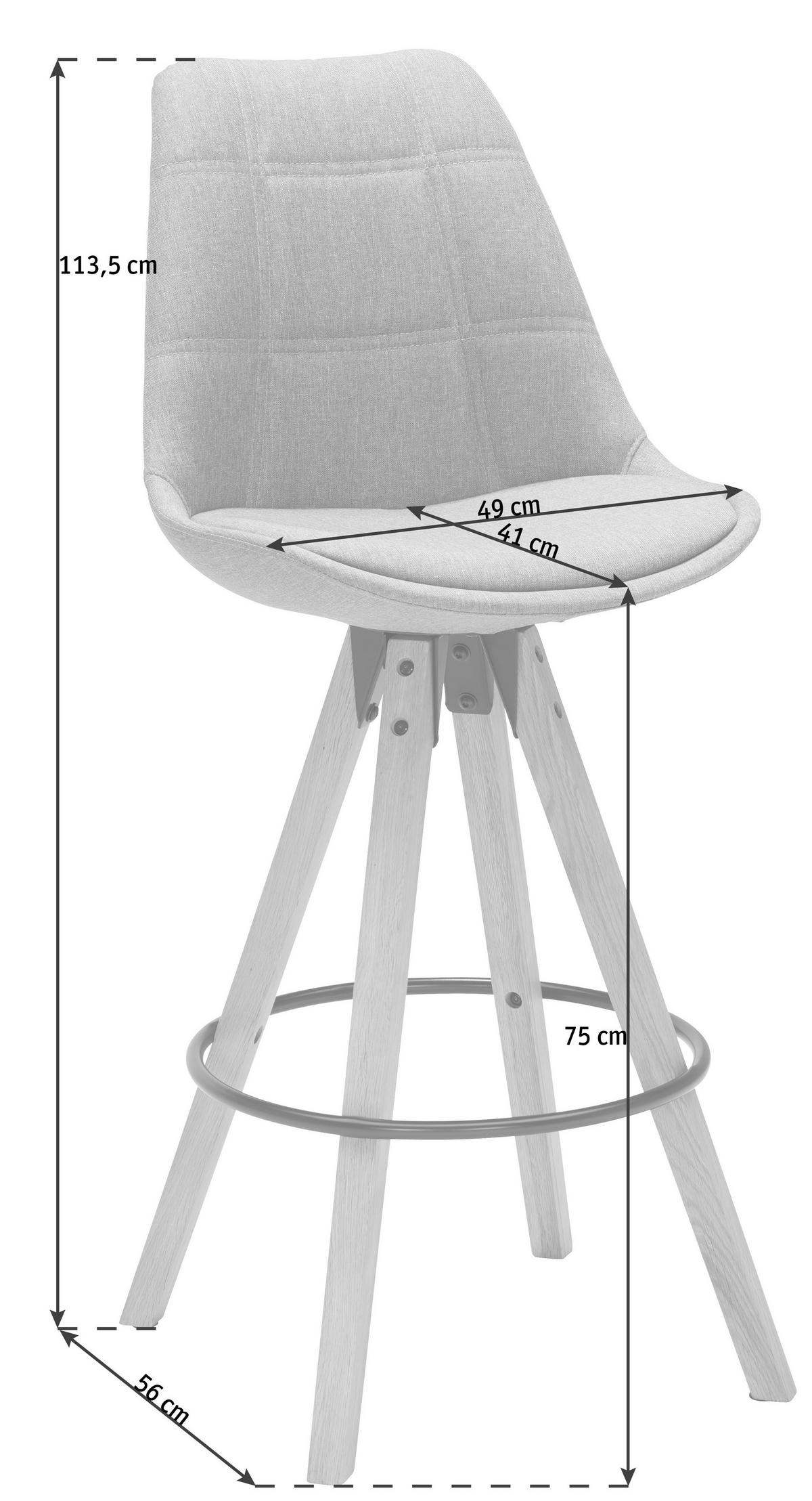BARHOCKER in Eichefarben, Hellgrau  - Eichefarben/Hellgrau, Design, Holz/Textil (49/113,5/56cm) - Carryhome