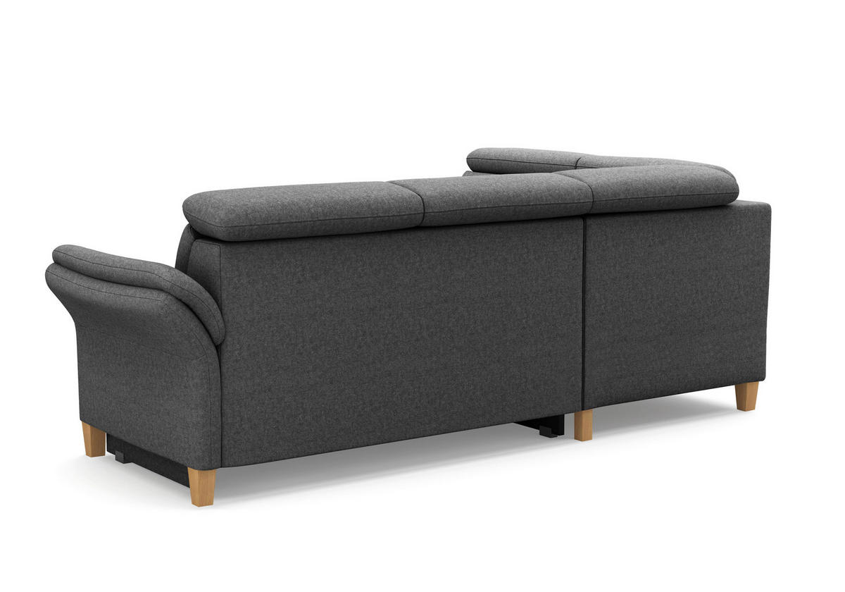 ECKSOFA GLENDALE E Dunkelgrau Flachgewebe  - Eichefarben/Dunkelgrau, KONVENTIONELL, Holz/Textil (193/247cm) - Sit & More