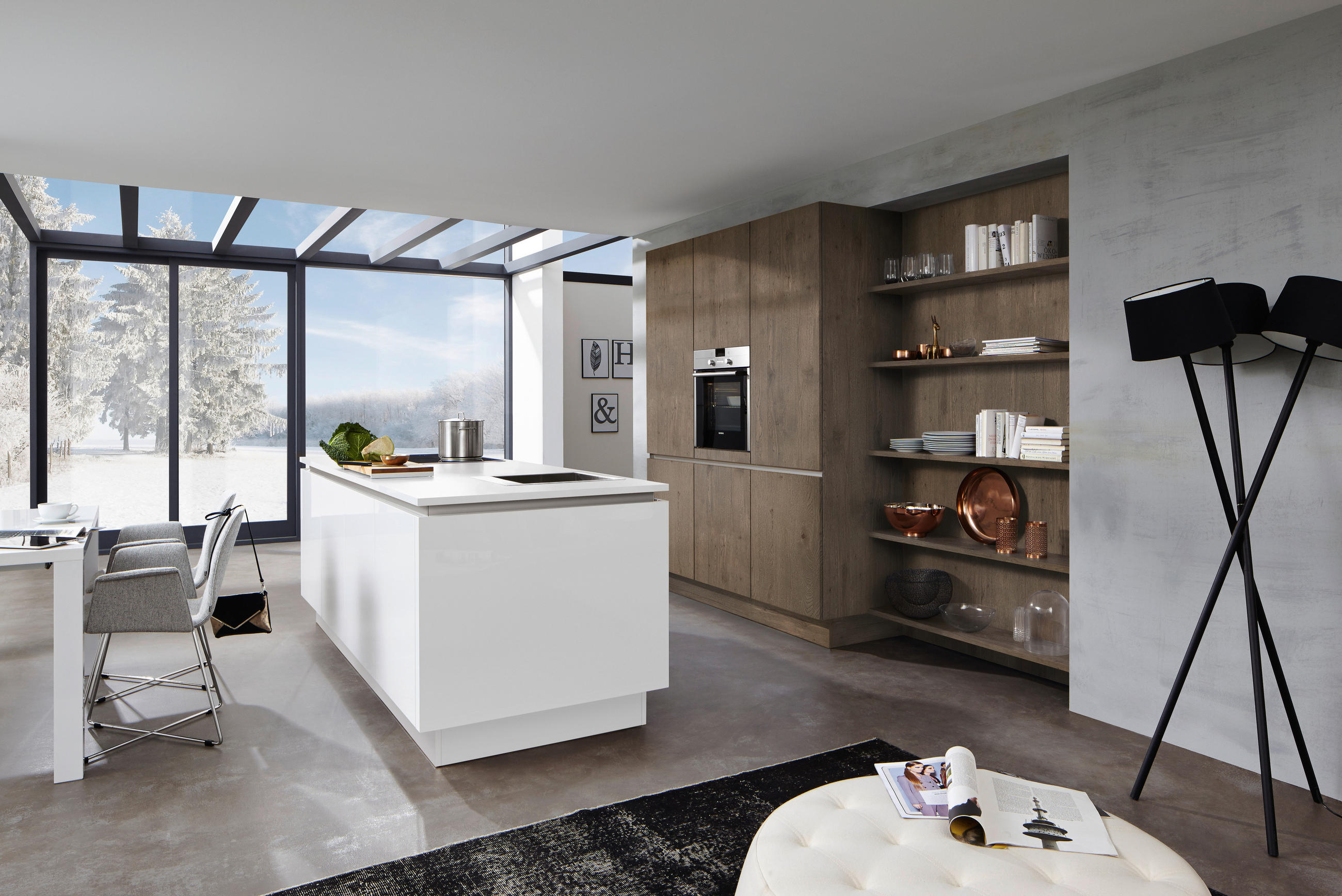 EINBAUKÜCHE TAVOLA  - Eichefarben/Weiß, Natur, Holzwerkstoff - Nolte Küchen