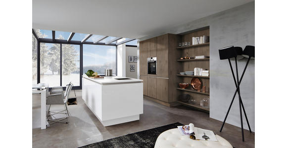 EINBAUKÜCHE   - Eichefarben/Weiß, Natur, Holzwerkstoff - Dieter Knoll