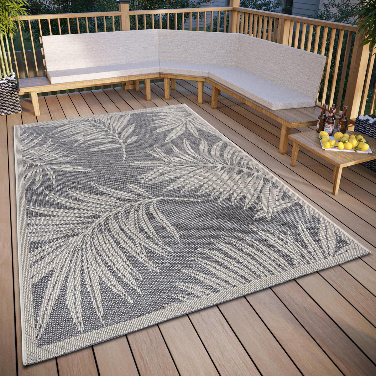 OUTDOORTEPPICH 155/235 cm Clyde Creme, Grau  - Creme/Grau, Design, Kunststoff (155/235cm)