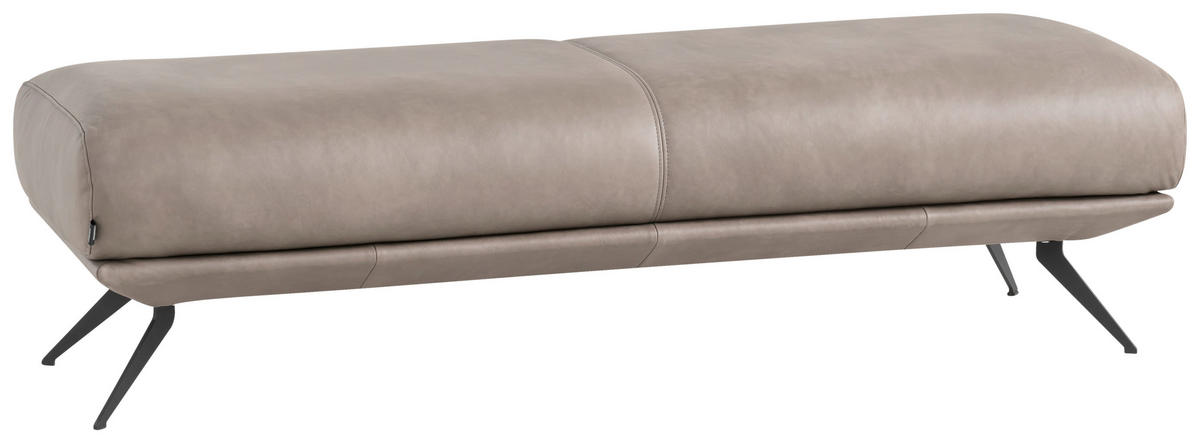 HOCKER in Leder Grau  - Schwarz/Grau, Design, Leder/Metall (160/45/60cm) - Dieter Knoll