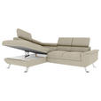 ECKSOFA Creme Struktur  - Silberfarben/Creme, KONVENTIONELL, Textil/Metall (207/268cm) - Carryhome