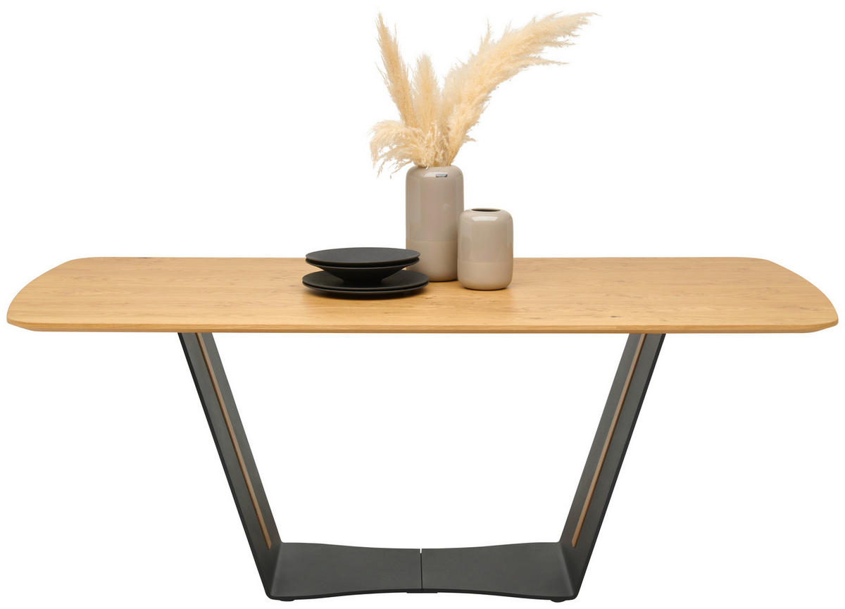 ESSTISCH Wildeiche furniert formgebogen Schwarz, Wildeiche  - Wildeiche/Schwarz, Design, Holz/Metall (200/100/76cm) - Koinor