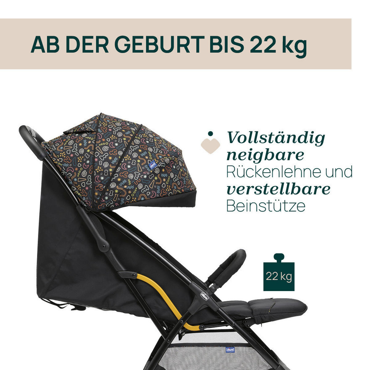 BUGGY GLEE  - Schwarz, Basics, Textil/Metall (49/87/106cm) - Chicco