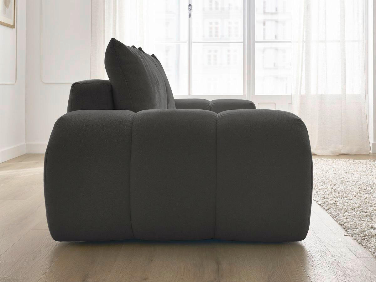 SCHLAFSOFA EVEREST  mit Rücken echt, Armteil links, Armteil rechts Struktur Schwarz  - Schwarz, MODERN, Kunststoff/Textil (278/90/115cm)