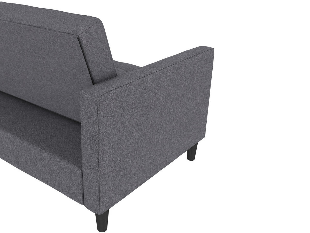 ECKSOFA PALERMO Grau Webstoff, Leinenoptik Schlaffunktion, Stauraum  - Schwarz/Grau, Basics, Kunststoff/Textil (213/154cm) - Livetastic