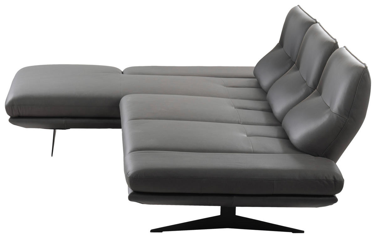 Colțar, piele, gri închis - gri închis/negru, Design, metal/piele (180/291cm) - Celina Home