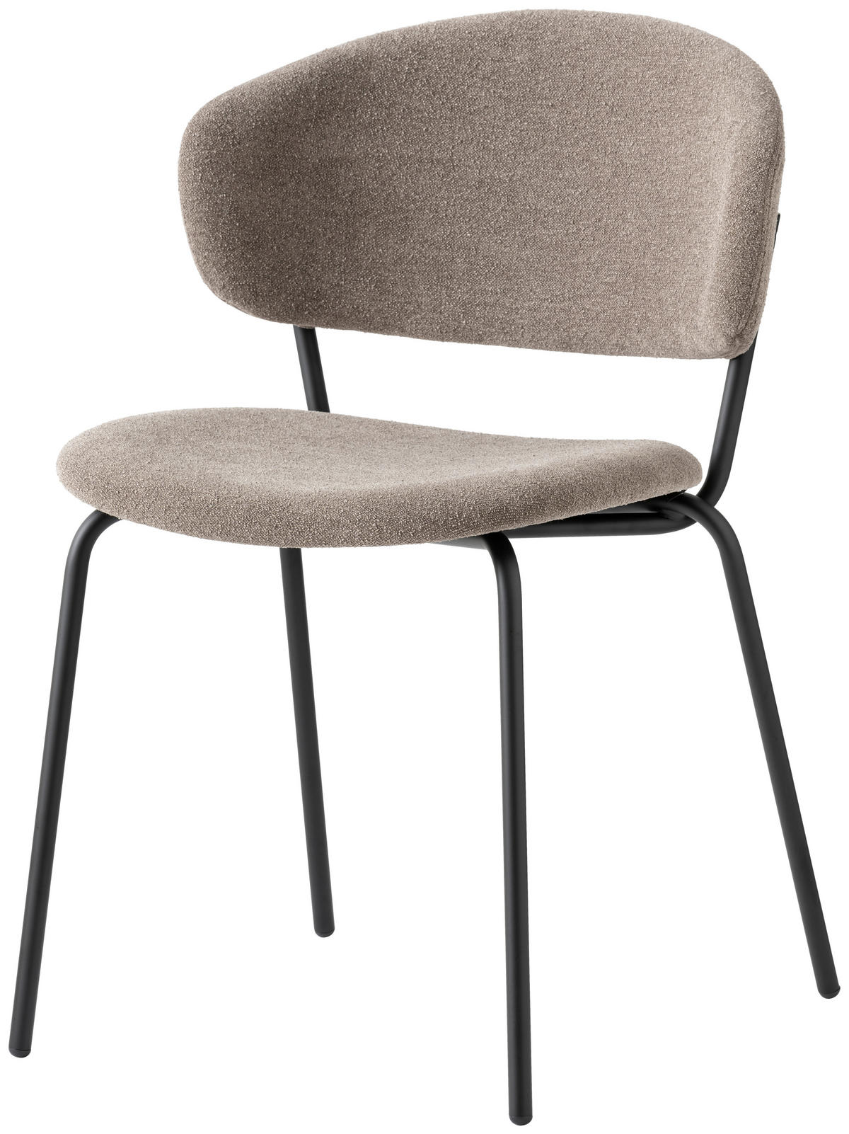 STUHL Bouclé Schwarz, Greige  - Greige/Schwarz, Design, Textil/Metall (49/84/51cm) - Connubia 