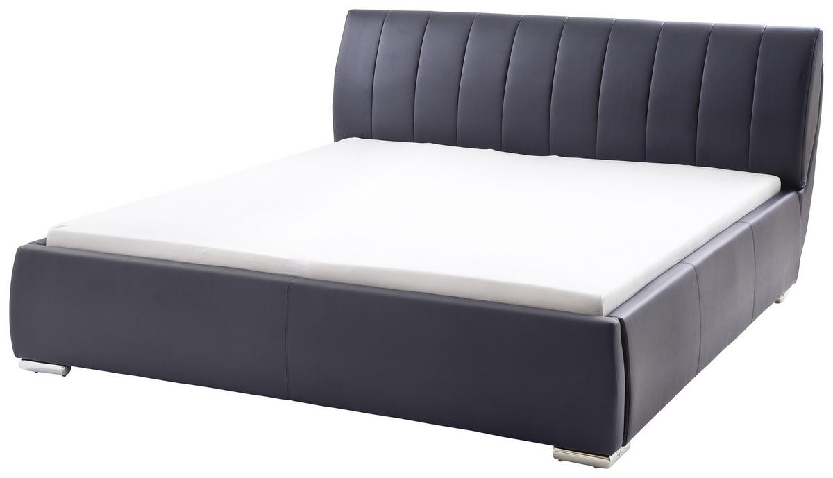 POLSTERBETT 180/200 cm  in Schwarz  - Chromfarben/Schwarz, Design, Holz/Textil (180/200cm) - Livetastic