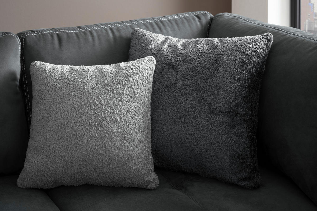 ECKSOFA in Mikrofaser Dunkelgrau  - Chromfarben/Dunkelgrau, Design, Textil/Metall (200/229cm) - Pure Home Lifestyle