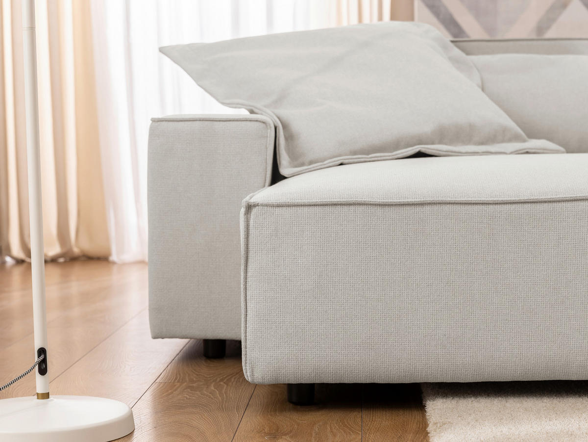 ECKSOFA Webstoff Beige  - Beige/Schwarz, Design, Kunststoff/Textil (251/142cm) - P & B