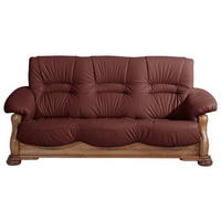 3-SITZER-SOFA Echtleder Rot  - Eichefarben/Rot, LIFESTYLE, Leder/Holz (205/95/95cm) - Max Winzer
