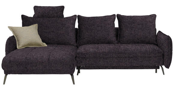 ECKSOFA in Flachgewebe Anthrazit  - Anthrazit/Schwarz, Design, Textil/Metall (180/273cm) - Hom`in