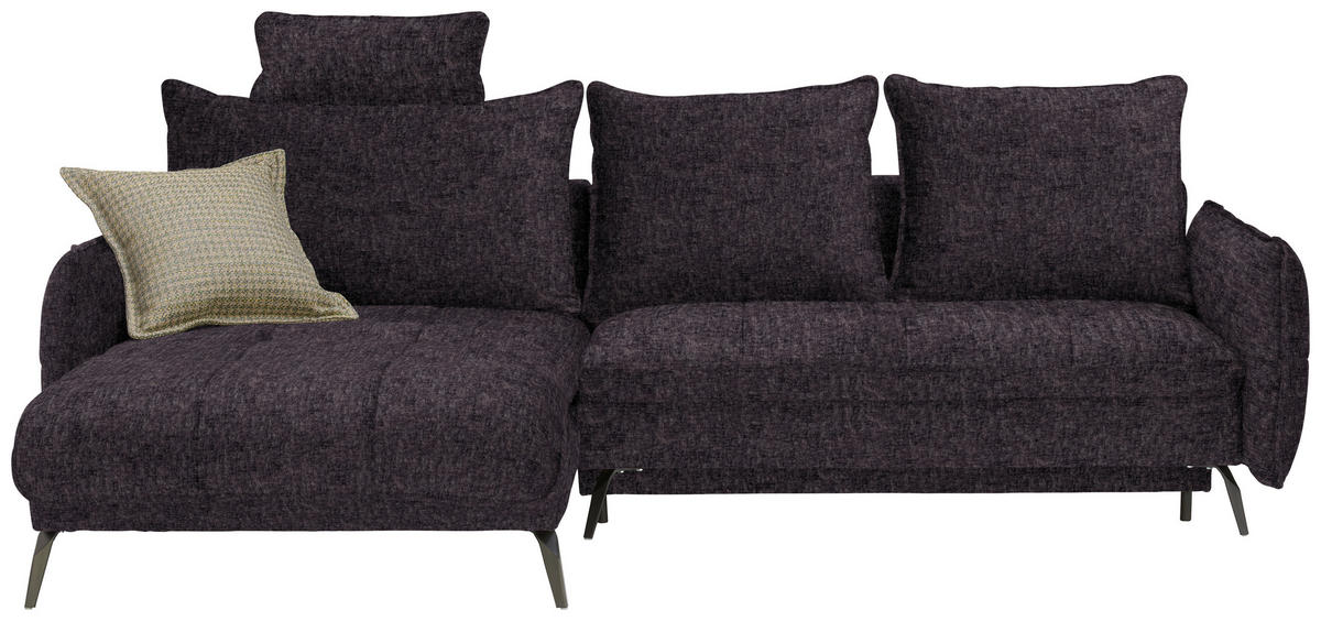 ECKSOFA in Flachgewebe Anthrazit  - Anthrazit/Schwarz, Design, Textil/Metall (180/273cm) - Hom`in