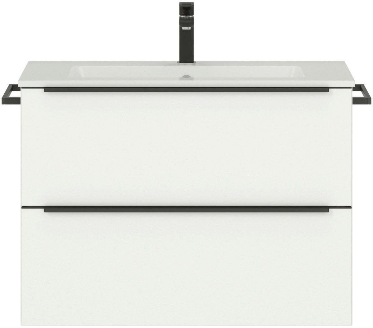 WASCHTISCHKOMBI 81 cm  - Schwarz/Weiß, MODERN, Holzwerkstoff/Stein (81cm) - Nobilia